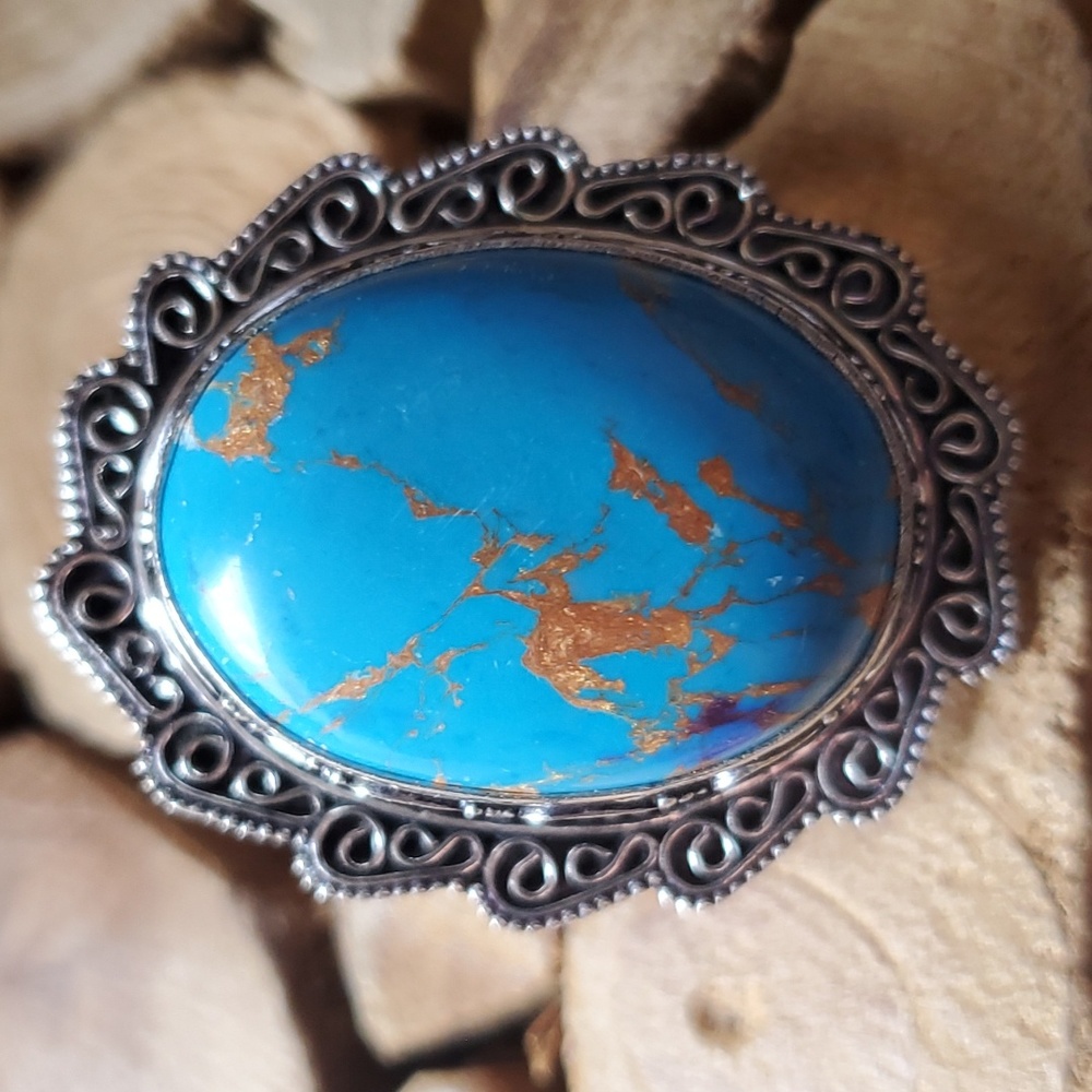 New Copper Turquoise 925 Silver Ring.